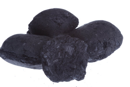 coal, carbon nugget isolated on white backgroundの写真素材