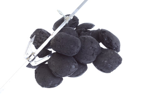 coal, carbon nugget isolated on white backgroundの写真素材