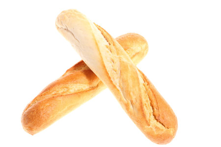 french baguettes on white backgroundの写真素材