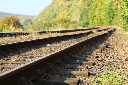 Rail Road Tracks - outdoorの写真素材