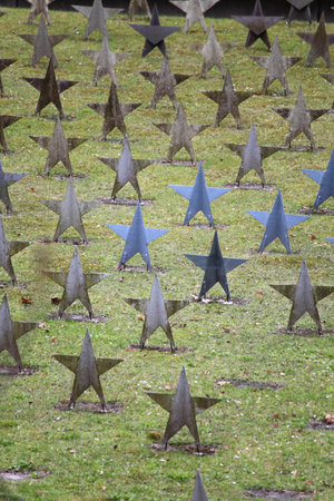 Rows Of Star Tombstone at cemetery, soviet burial ground. Gdynia, Polandのeditorial素材