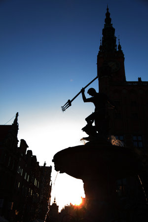 Neptun fountain, Gdansk, Danzing, Polandの写真素材