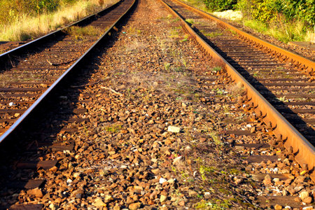 Rail Road Tracks - outdoorの写真素材