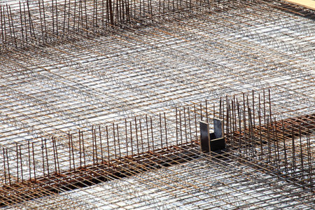 Construction site with concrete and steel outdoorの写真素材