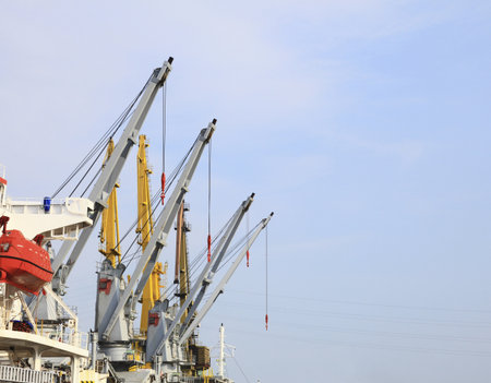 yellow port crane terminal seaport outdoorの写真素材