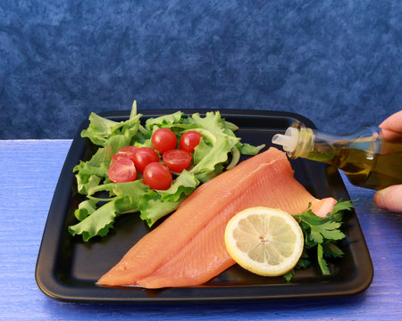 salmon filletの写真素材