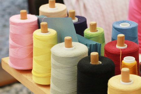 colored cotton spools 