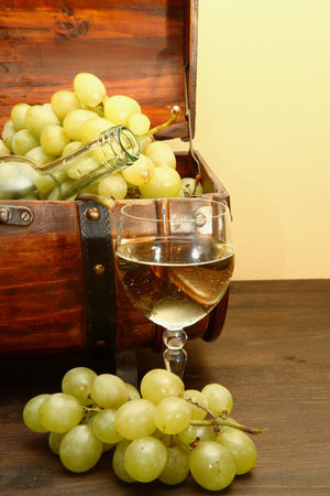 Still-life with white wineの写真素材