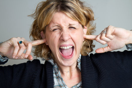 Portrait of gorgeous screaming female 