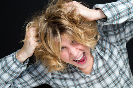 Portrait of gorgeous screaming female 