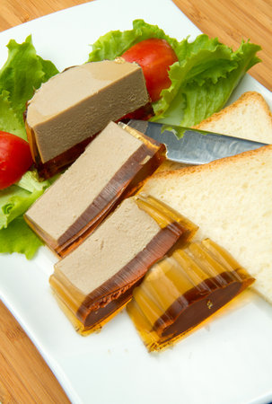 fresh pate with tomatoes and salad