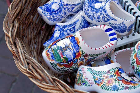 painted wooden shoes from Holland の写真素材