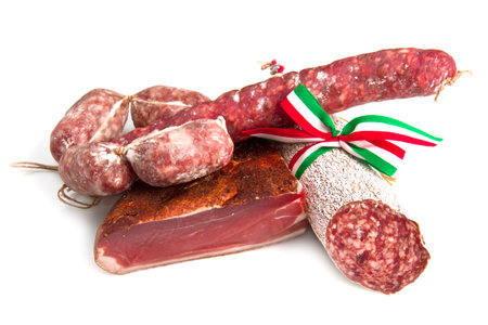 cold meat isolated on white backgroundの写真素材