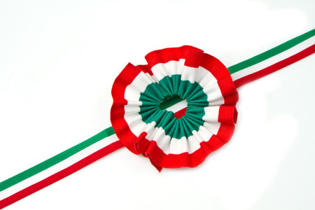cockade with italian flag colorの写真素材