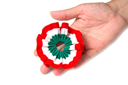 cockade with italian flag colorの写真素材