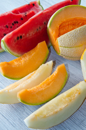 a slice of watermelon and melon