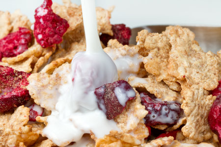 Corn flakes and red berries 