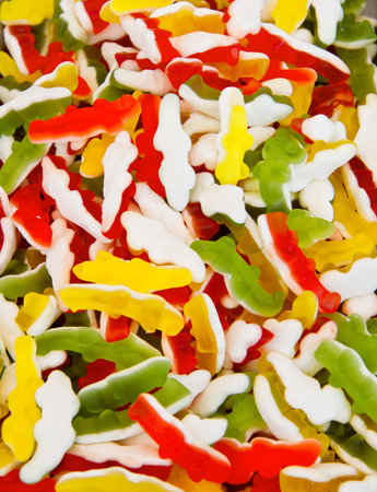 colored and mixed gummy candyの写真素材
