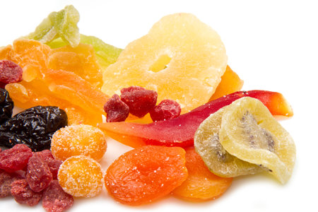 dried fruits on white background dried fruits on white background