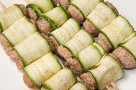 stuffed zucchini with meatの写真素材