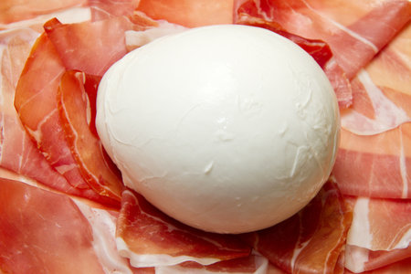 fresh italian  mozzarella with ham