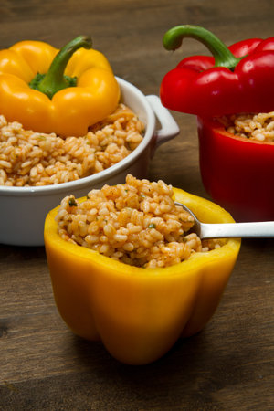 peppers stuffed with riceの写真素材