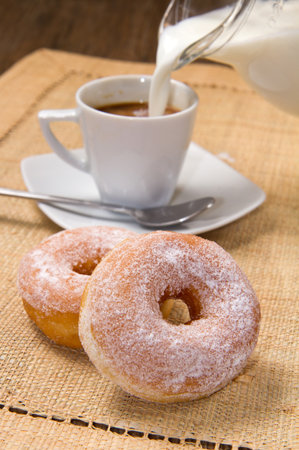 donuts with coffeeの写真素材
