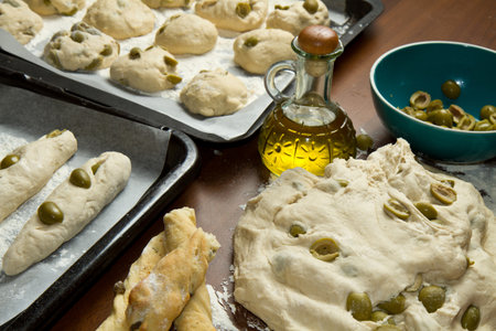 olive bread homemadeの写真素材
