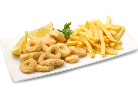 a dish with mixed friedの写真素材