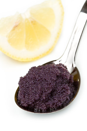 black caviar on white backgroundの写真素材