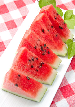 slice of fresh red watermelonの写真素材