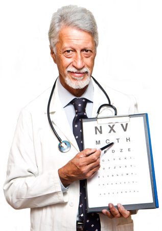 senior doctor on white backgroundの写真素材