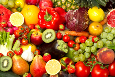 Group of different fruit and vegetablesの写真素材