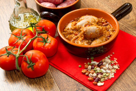 sausage and lentilsの写真素材