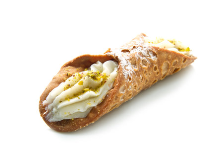 Sicilian cannoli with pistachioの写真素材