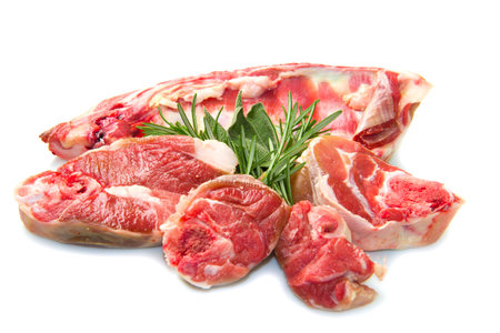 a group of rib lamb isolated on whiteの写真素材