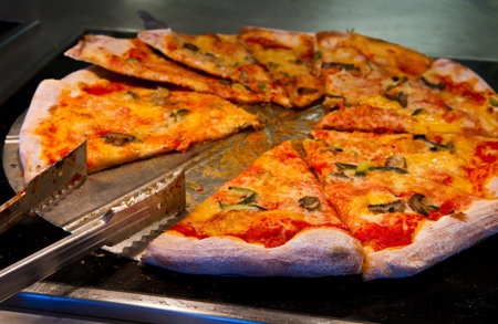 tasty pizza servingの写真素材