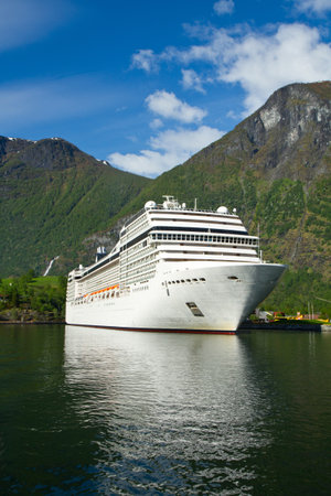 Cruise ship in  Norwegian fjordsの写真素材