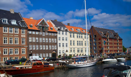 Nyhavn in Copenhagen, Denmark - one of the most popular tourist places of the Danish capital  のeditorial素材