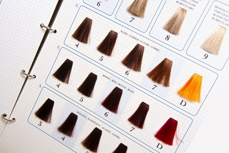Locks of hair dyed in various shadeの写真素材