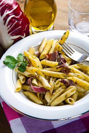 pasta with chicoryの写真素材