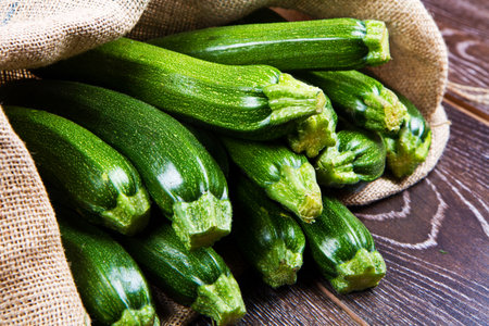 zucchini in sackの写真素材