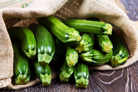 zucchini in sackの写真素材