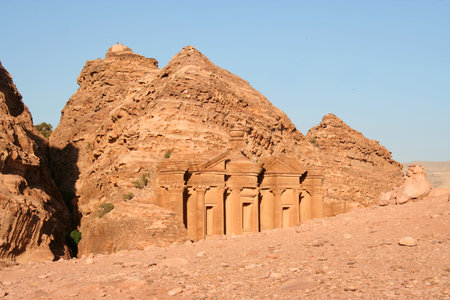 The Treasury in the ancient Jordanian city of Petra, Jordan の写真素材