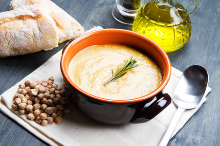 chickpeas soup on bowlの写真素材