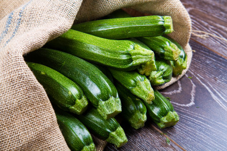 zucchini in sackの写真素材