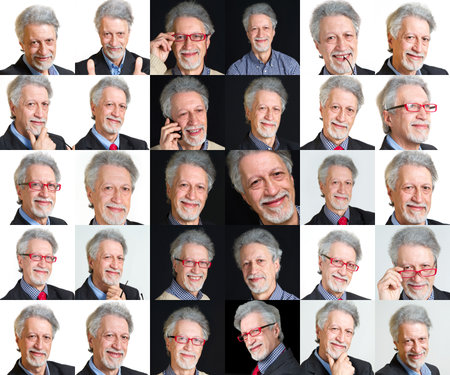 collage of man's face with different expressionsの写真素材