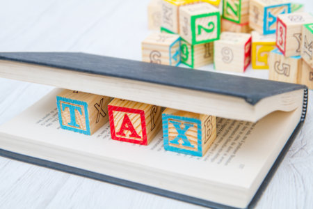 tax written on wooden cubes