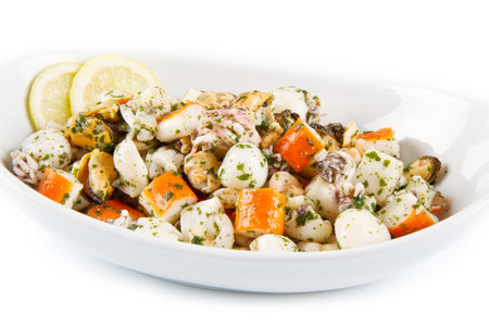 Seafood Salad with parsleyの写真素材