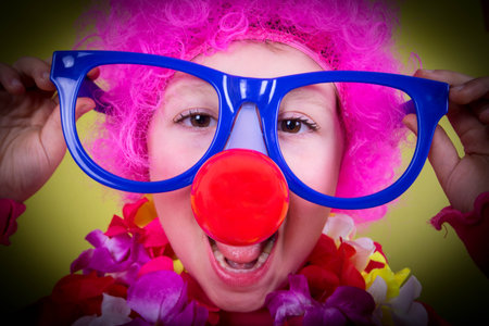 little girl with clonw object for Cranivalの写真素材